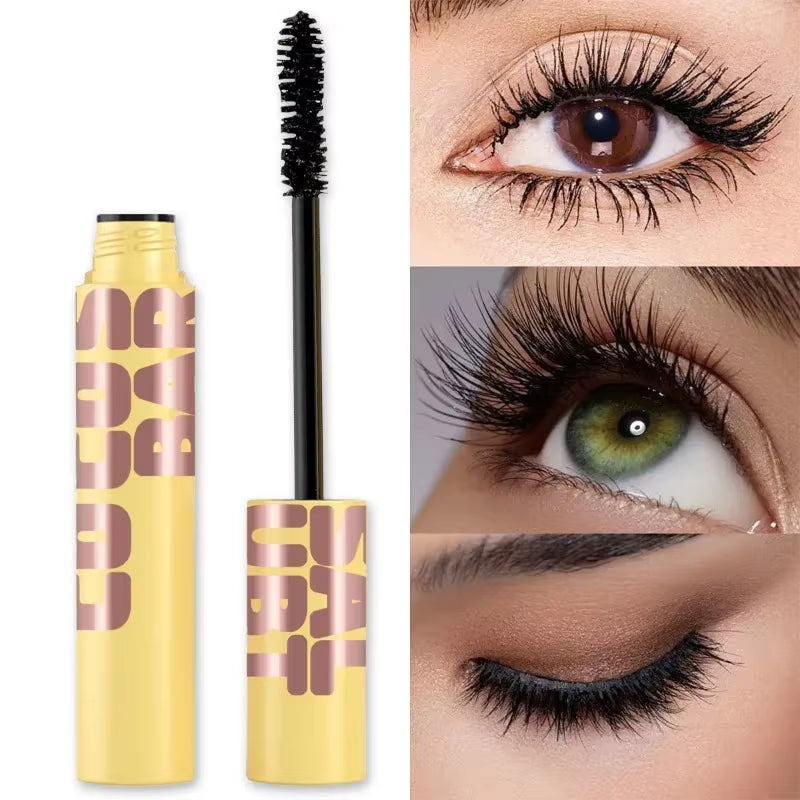 Black Waterproof Mascara Lengthening Curling Black Lash Eyelash Extension Beauty Makeup Long-Wearing Mascara Silk Fiber Mascara